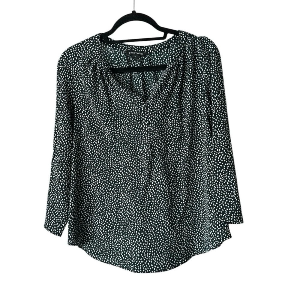41 Hawthorn White and Green Ruched Blouse